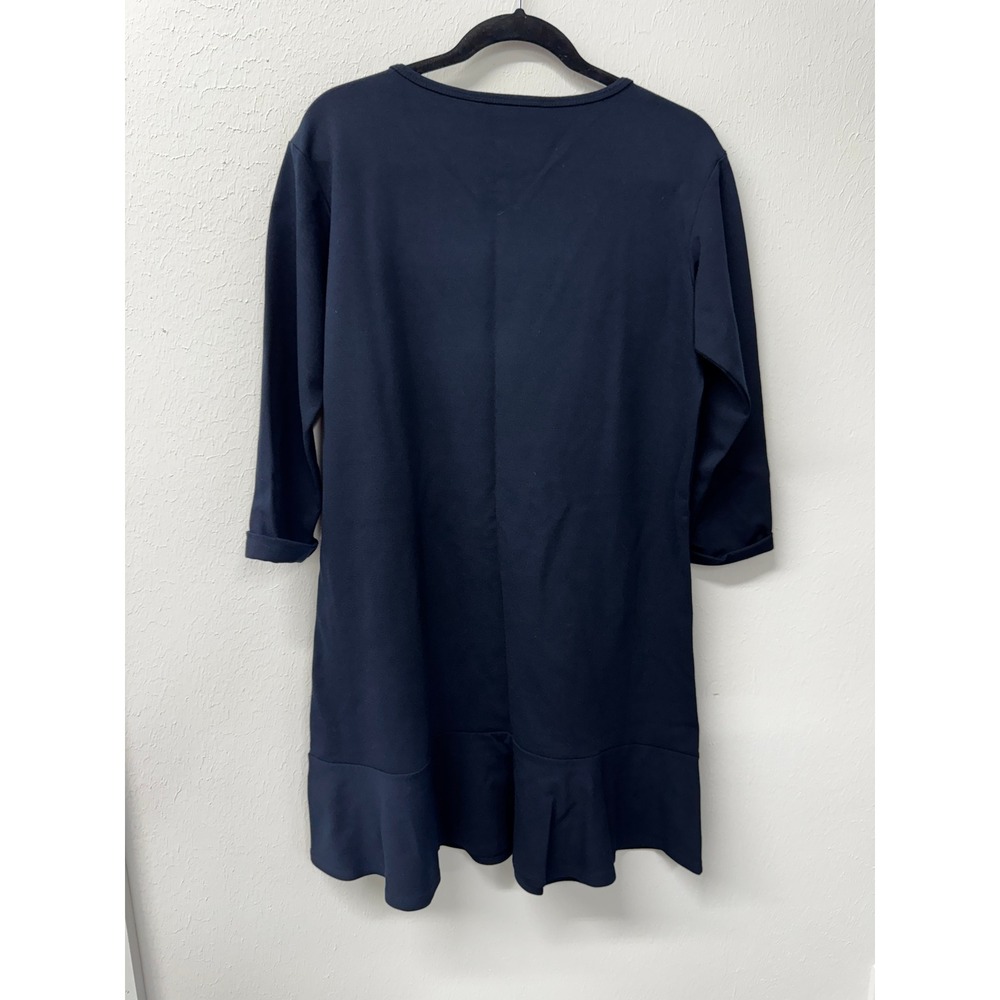 Draper James Navy Ponte Scallop Ruffle Hem Dress Nautical Coastal Preppy M - Picture 10 of 11